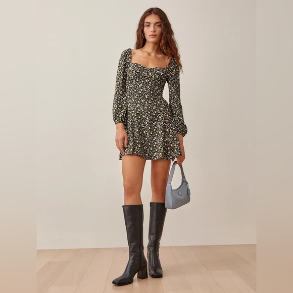 New! Reformation Mochi Long Sleeve Floral Mini Dress in Esprit 🪻🪻size 10 - Picture 6 of 16